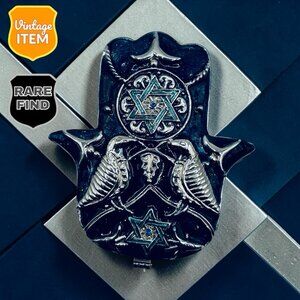 Vintage Ornate Hamsa or Hand of Fatima Jewelry Trinket Box. EXTREMELY RARE!